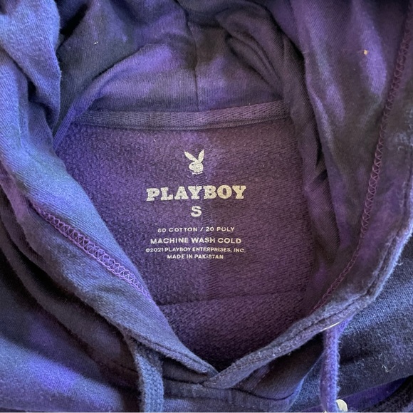 PLAYBOY Skeleton Rabbit Head Crop Hoodie Sz SMALL - Picture 9 of 10